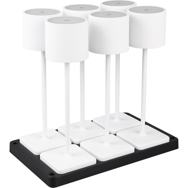 HLW LED LED Tafellamp - Trion Andez - 1.5W - 6 Lichtpunten - Aanpasbare kleur - Oplaadbare batterijen - Mat Wit - Kunststof