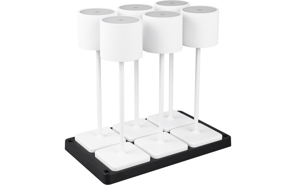 HLW LED LED Tafellamp - Trion Andez - 1.5W - 6 Lichtpunten - Aanpasbare kleur - Oplaadbare batterijen - Mat Wit - Kunststof