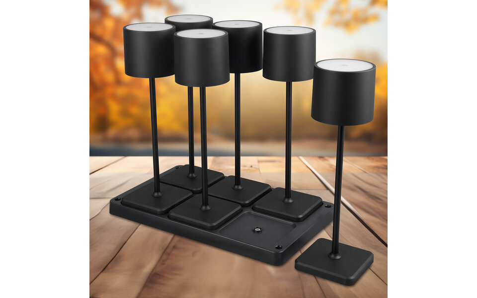 HLW LED LED Table Lamp - Trion Andez - 1.5W - 6 Light Points - Adjustable Color - Rechargeable Batteries - Matte Black - Plastic