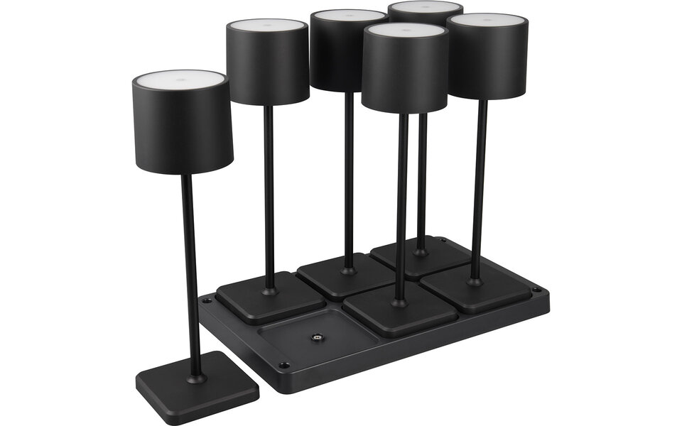 HLW LED LED Table Lamp - Trion Andez - 1.5W - 6 Light Points - Adjustable Color - Rechargeable Batteries - Matte Black - Plastic