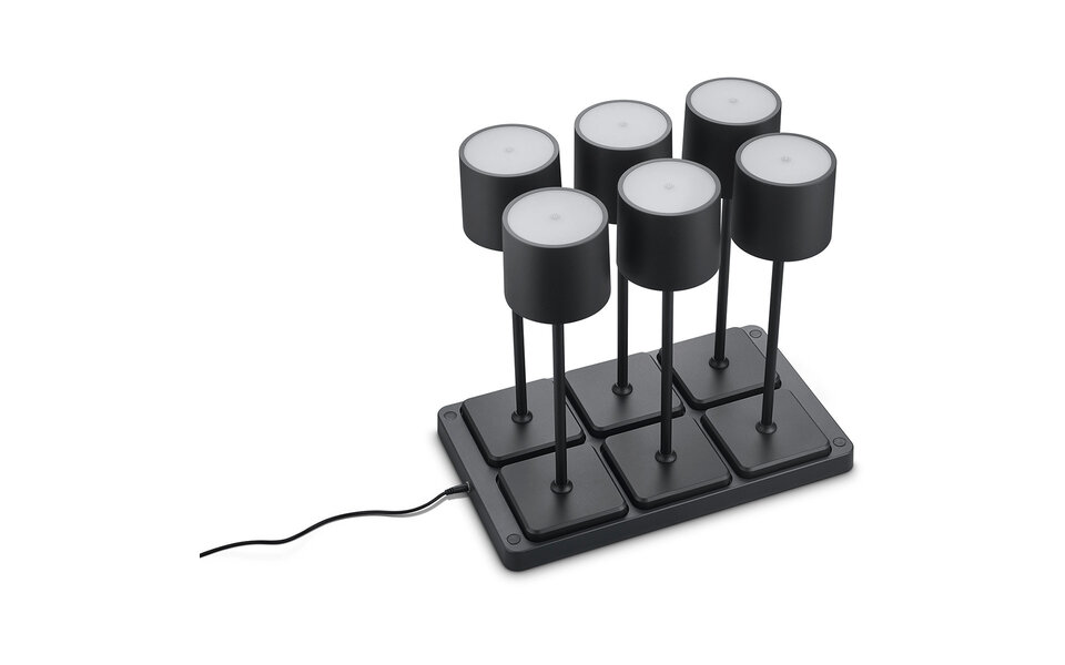 HLW LED LED Table Lamp - Trion Andez - 1.5W - 6 Light Points - Adjustable Color - Rechargeable Batteries - Matte Black - Plastic