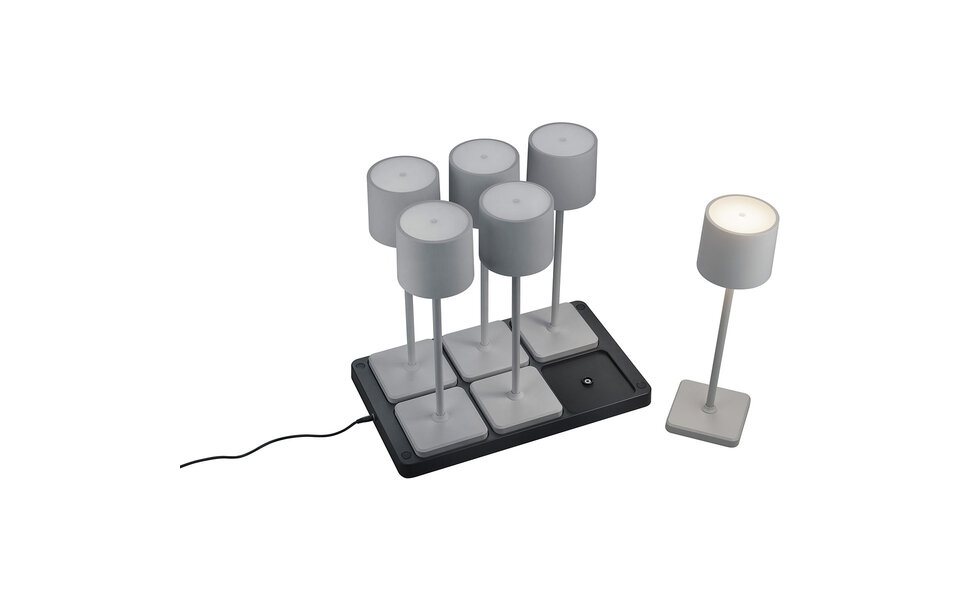 HLW LED LED Table Lamp - Trion Andez - 1.5W - 6 Light Points - Adjustable Color - Rechargeable Batteries - Gray - Plastic