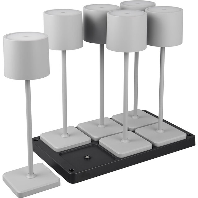 HLW LED LED Table Lamp - Trion Andez - 1.5W - 6 Light Points - Adjustable Color - Rechargeable Batteries - Gray - Plastic