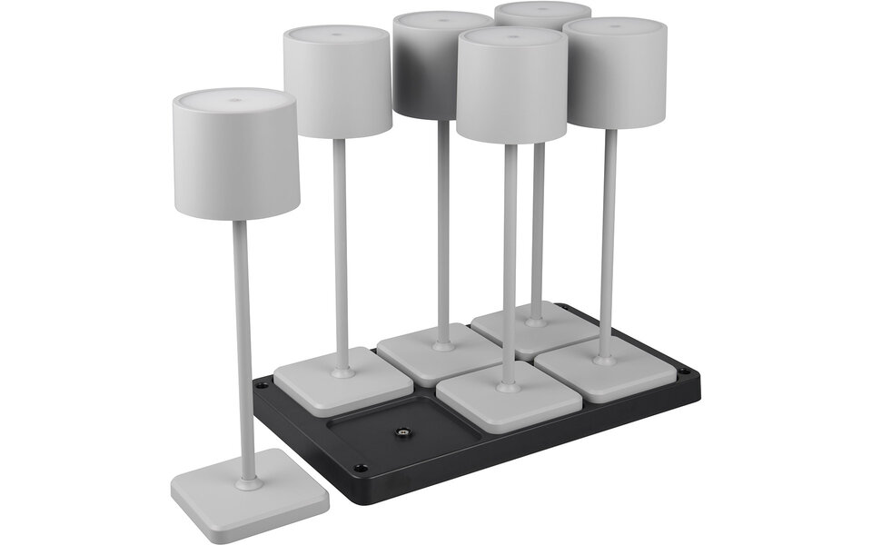 HLW LED LED Table Lamp - Trion Andez - 1.5W - 6 Light Points - Adjustable Color - Rechargeable Batteries - Gray - Plastic