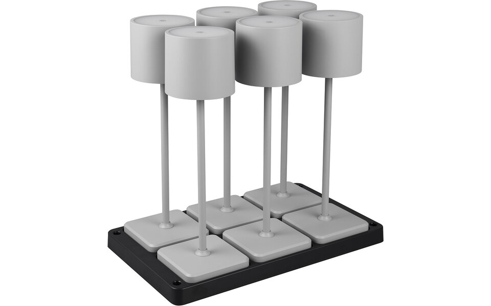 HLW LED LED Table Lamp - Trion Andez - 1.5W - 6 Light Points - Adjustable Color - Rechargeable Batteries - Gray - Plastic