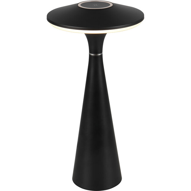 mat zwarte LED tafellamp zonder fitting met 2W vermogen en aanpasbare kleur, oplaadbaar