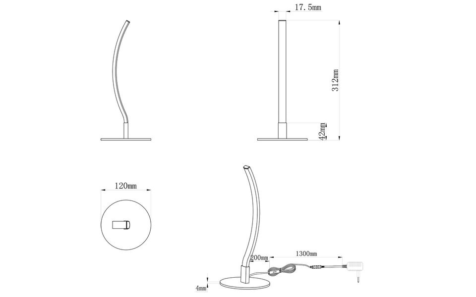 HLW LED LED Table Lamp - Trion Yilan - 3.5W - Warm White 3000K - 1 light point - Matte Nickel - Metal