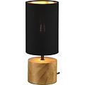 LED Table Lamp - Table Lighting - Trion Wooden - E14 Fitting - Round - Matte Black/Gold - Wood LED Table Lamp - Table Lighting - Trion Wooden - E14 Fitting - Round - Matte Black/Gold - Wood