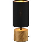 HLW LED LED Tafellamp - Tafelverlichting - Trion Wooden - E14 Fitting - Rond - Mat Zwart/Goud - Hout