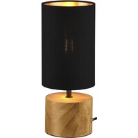 LED Tafellamp - Tafelverlichting - Trion Wooden - E14 Fitting - Rond - Mat Zwart/Goud - Hout LED Tafellamp - Tafelverlichting - Trion Wooden - E14 Fitting - Rond - Mat Zwart/Goud - Hout