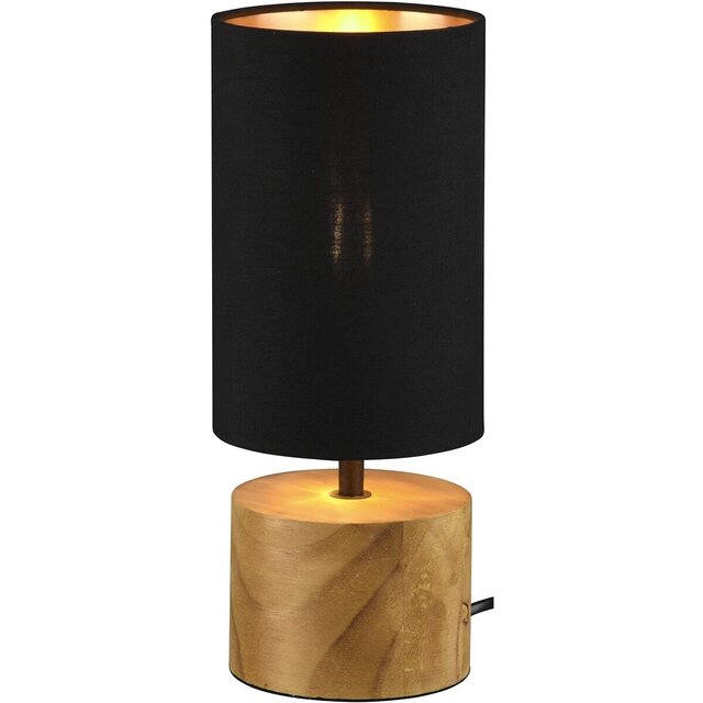 LED Tafellamp - Tafelverlichting - Trion Wooden - E14 Fitting - Rond - Mat Zwart/Goud - Hout Verlichting per ruimte LED Tafellamp - Tafelverlichting - Trion Wooden - E14 Fitting - Rond - Mat Zwart/Goud - Hout Verlichting per ruimte