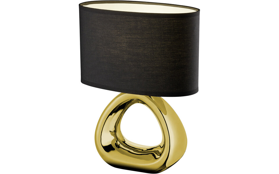 HLW LED LED Tafellamp - Tafelverlichting - Trion Gizo - E27 Fitting - Rond - Mat Goud - Keramiek