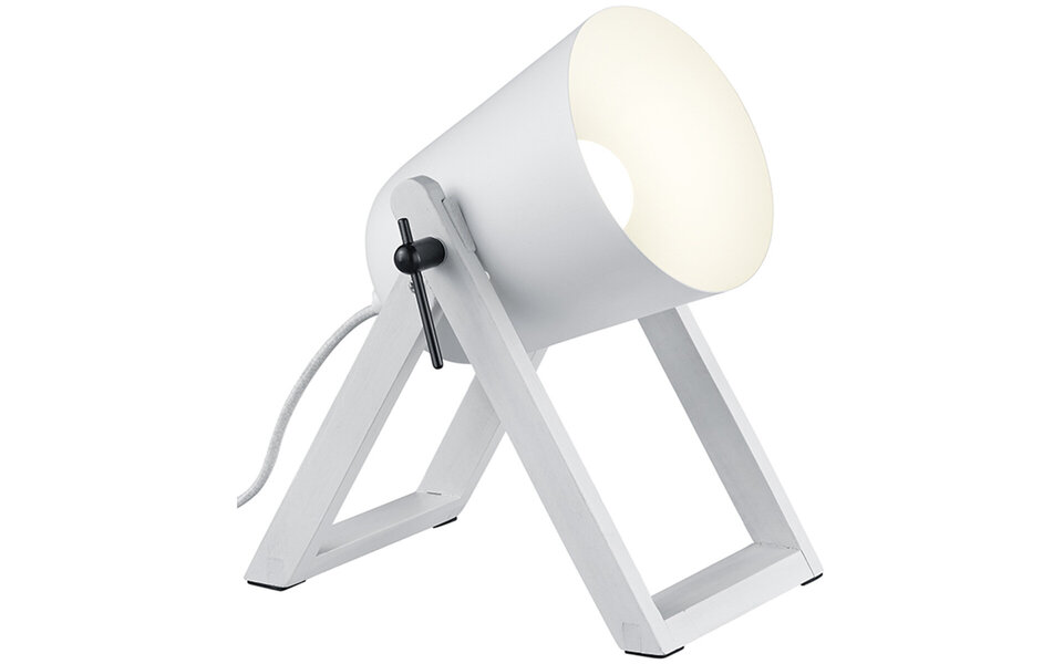 HLW LED LED Tafellamp - Tafelverlichting - Trion Maryla - E27 Fitting - Rond - Mat Wit - Hout HLW LED LED Tafellamp - Tafelverlichting - Trion Maryla - E27 Fitting - Rond - Mat Wit - Hout