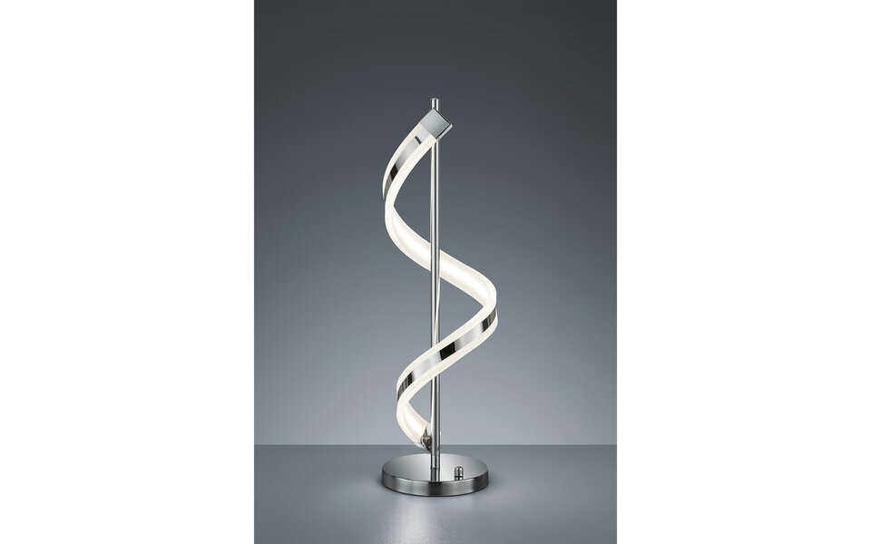 HLW LED LED Table Lamp - Table Lighting - Trion Syndi - 14W - Warm White 3000K - Dimmable - Round - Matte Chrome - Aluminum