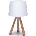 Stylish LED Table Lamp - Matte Brown Plastic - E14 Fitting - Fabric Shade & Round