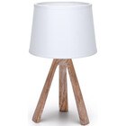 HLW LED Stylish LED Table Lamp - Matte Brown Plastic - E14 Fitting - Fabric Shade & Round