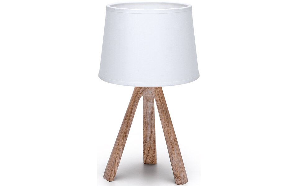 HLW LED Stijlvolle LED Tafellamp - Mat Bruin Kunststof - E14 Fitting - Stoffen Kap & Ronde