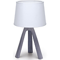 LED Table Lamp Aigi Linmo - Matte Gray Plastic, Round with Fabric Shade, E14 LED Table Lamp Aigi Linmo - Matte Gray Plastic, Round with Fabric Shade, E14