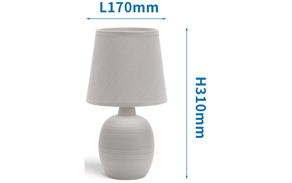 HLW LED LED Tafellamp Aigi Bomun - Ronde , Mat Grijs Keramiek, E14 Fitting