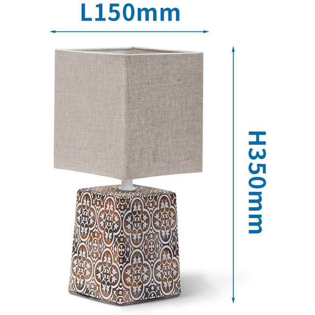 HLW LED LED Tafellamp Aigi Doni - Mat Bruine Keramiek, E14 Fitting, Vierkant Design