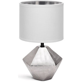 LED Tafellamp Aigi Uynimo - Mat Wit/Zilver Keramiek, E14 Fitting LED Tafellamp Aigi Uynimo - Mat Wit/Zilver Keramiek, E14 Fitting