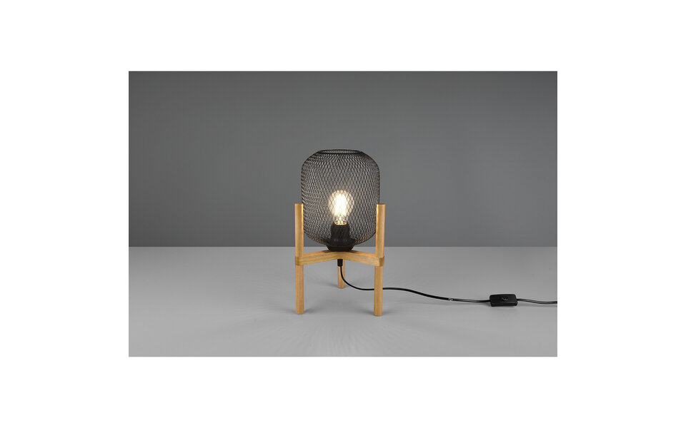 HLW LED LED Tafellamp - Tafelverlichting - Trion Kalim - E27 Fitting - Rond - Mat Zwart - Aluminium