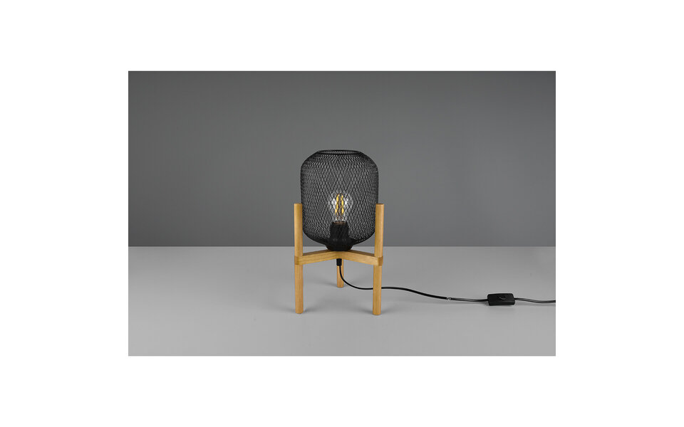 HLW LED LED Tafellamp - Tafelverlichting - Trion Kalim - E27 Fitting - Rond - Mat Zwart - Aluminium