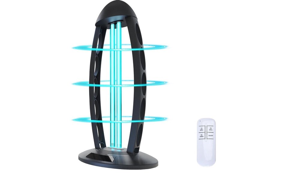 HLW LED UV-C Tafellamp - Zwarte  met 360º Straling, Timer & Afstandsbediening