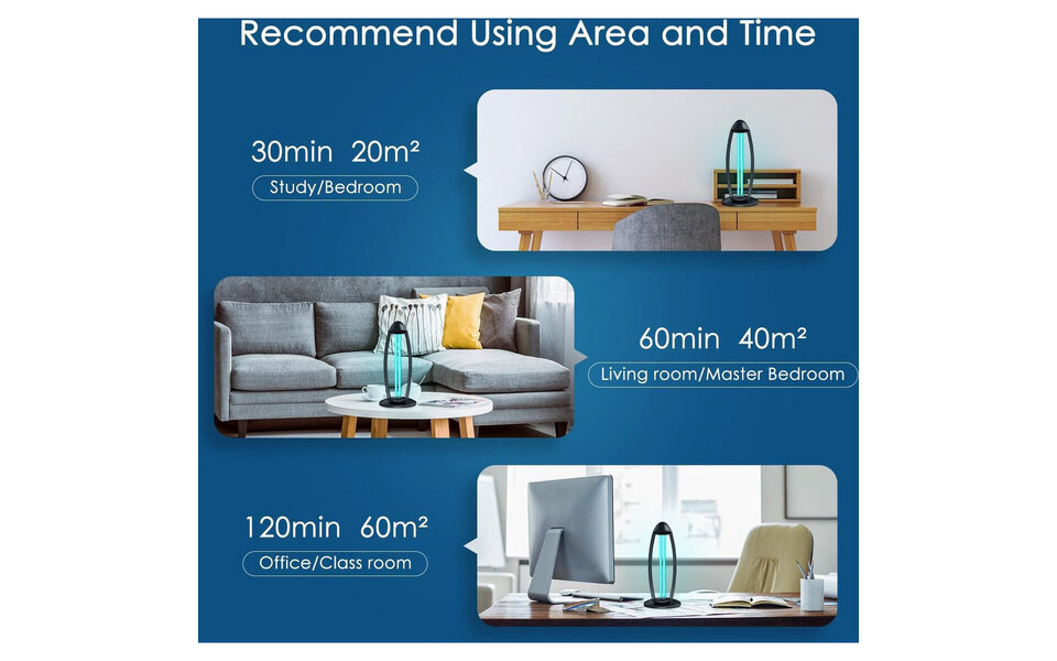 HLW LED UV-C Table Lamp - Black with 360º Radiation, Timer & Remote Control