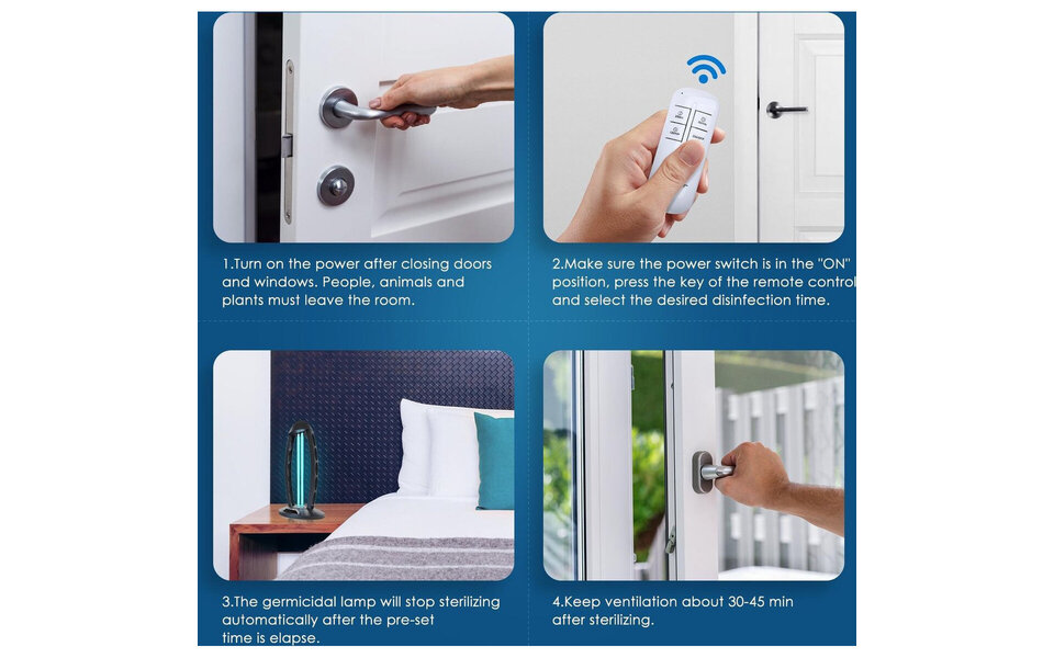 HLW LED UV-C Table Lamp - Black with 360º Radiation, Timer & Remote Control