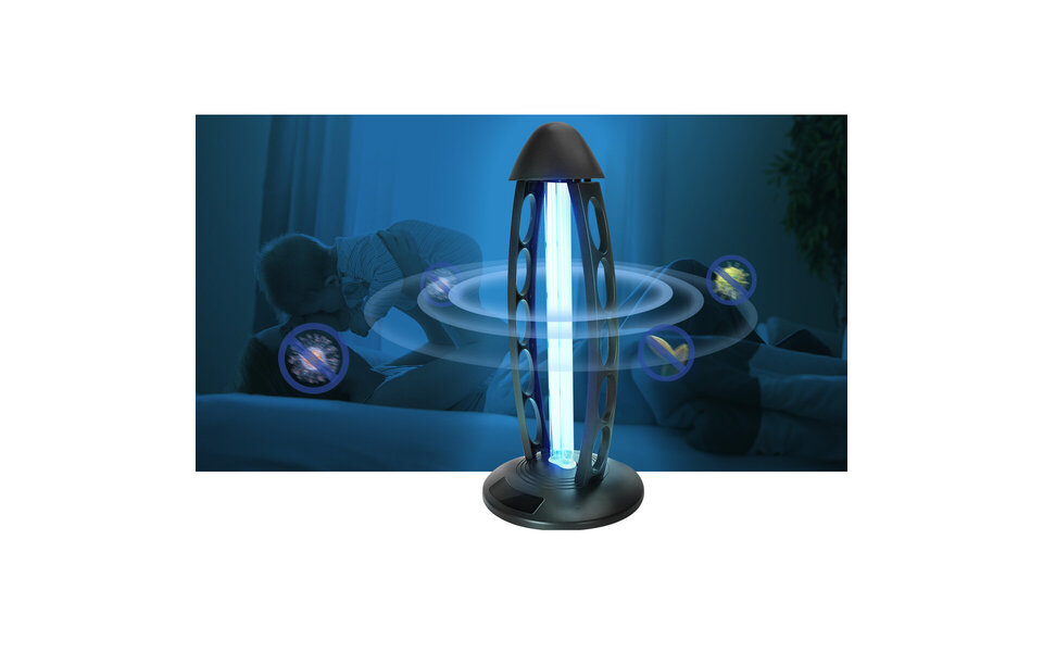 HLW LED UV-C Tafellamp - Zwarte  met 360º Straling, Timer & Afstandsbediening