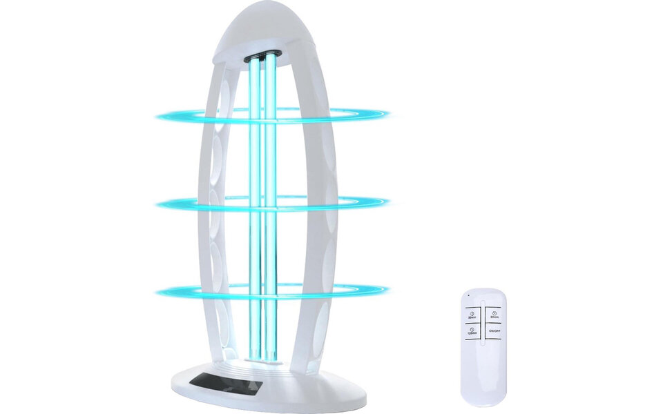 HLW LED UV-C LED Tafellamp 38W met Timer en Afstandsbediening - Witte  360º Desinfectie