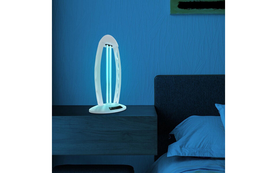 HLW LED UV-C LED Tafellamp 38W met Timer en Afstandsbediening - Witte  360º Desinfectie