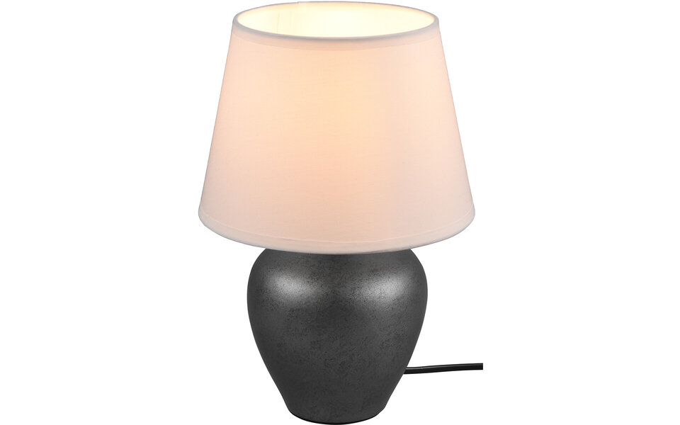 HLW LED LED Tafellamp - Tafelverlichting - Trion Albino - E14 Fitting - Rond - Antiek Nikkel - Wit - Keramiek - Ø180mm