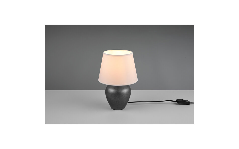 HLW LED LED Table Lamp - Table Lighting - Trion Albino - E14 Fitting - Round - Antique Nickel - White - Ceramic - Ø180mm HLW LED LED Table Lamp - Table Lighting - Trion Albino - E14 Fitting - Round - Antique Nickel - White - Ceramic - Ø180mm