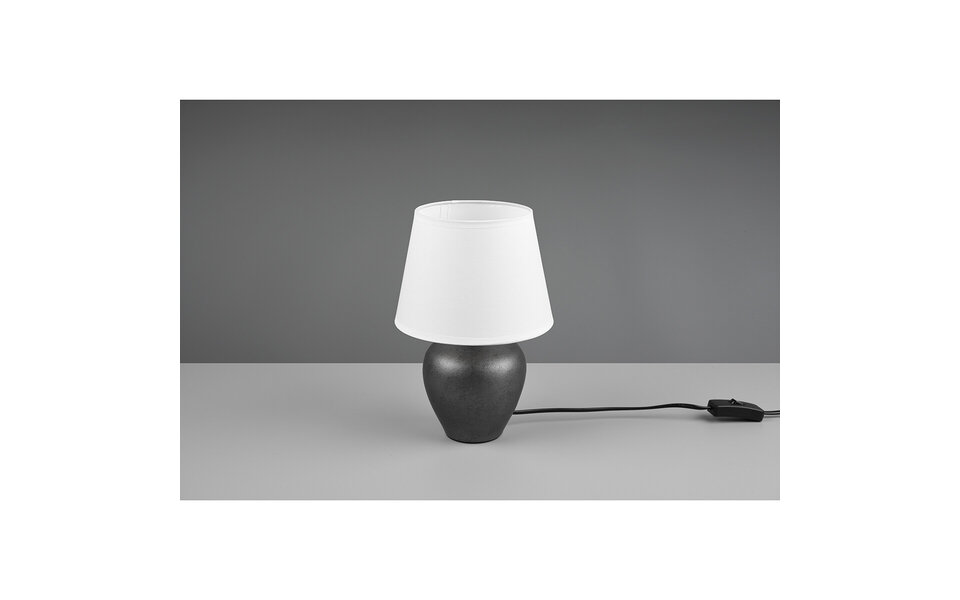 HLW LED LED Tafellamp - Tafelverlichting - Trion Albino - E14 Fitting - Rond - Antiek Nikkel - Wit - Keramiek - Ø180mm