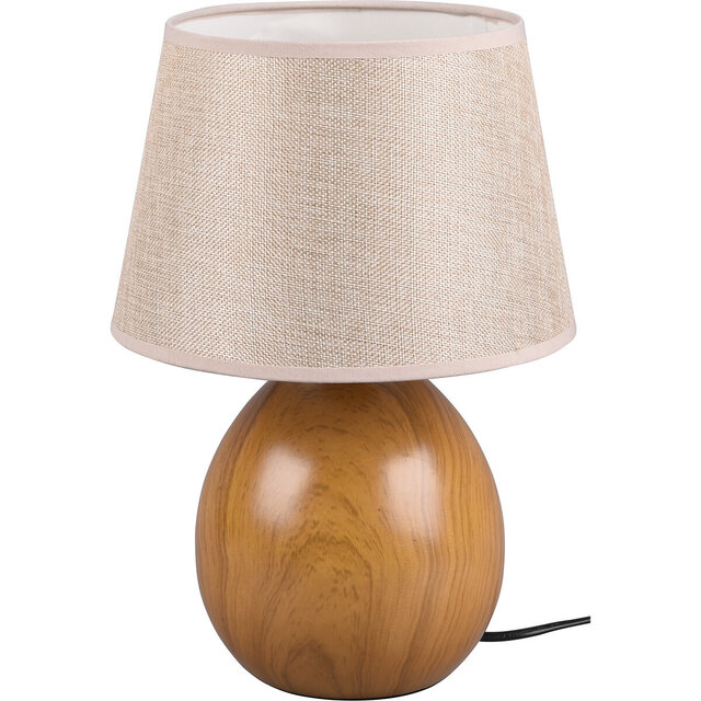 Ronde matbruine keramieken tafellamp met E27 fitting en maximaal 60W vermogen