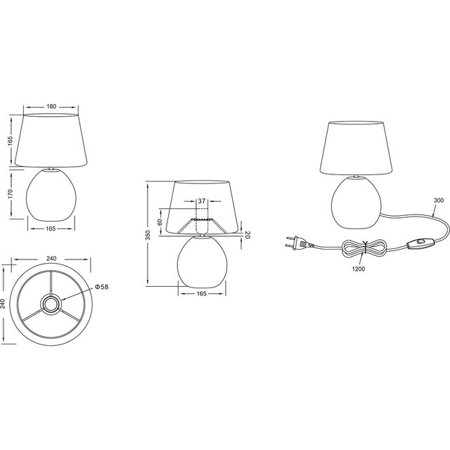 HLW LED LED Tafellamp - Tafelverlichting - Trion Lunola - E27 Fitting - Rond - Mat Bruin - Keramiek