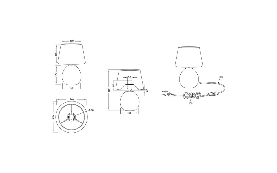 HLW LED LED Table Lamp - Table Lighting - Trion Lunola - E27 Fitting - Round - Matte Brown - Ceramic