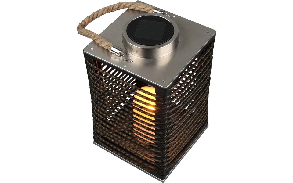 HLW LED LED Table Lamp with Solar Power, Sensor & Splashproof - Matte Black Fabric Shade