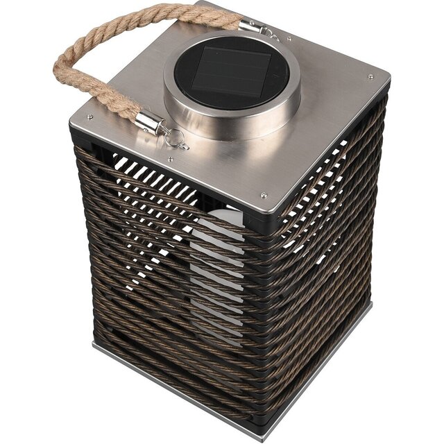 HLW LED LED Table Lamp with Solar Power, Sensor & Splashproof - Matte Black Fabric Shade