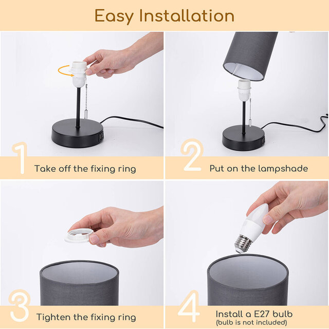 HLW LED LED Tafellamp met USB Oplaadfunctie - Mat Zwart Aluminium - Rond - E27 Fitting