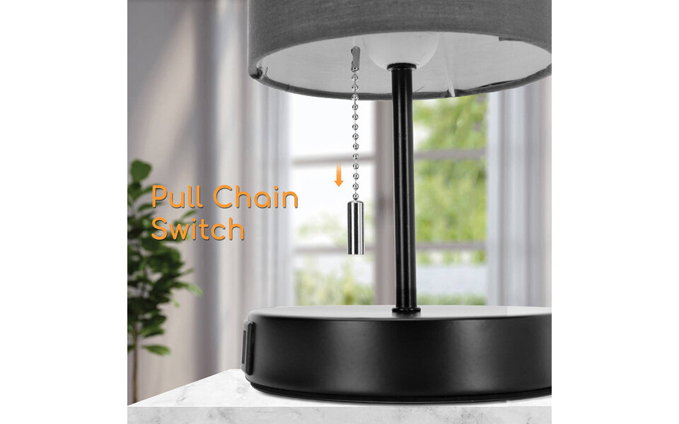 HLW LED LED Tafellamp met USB Oplaadfunctie - Mat Zwart Aluminium - Rond - E27 Fitting