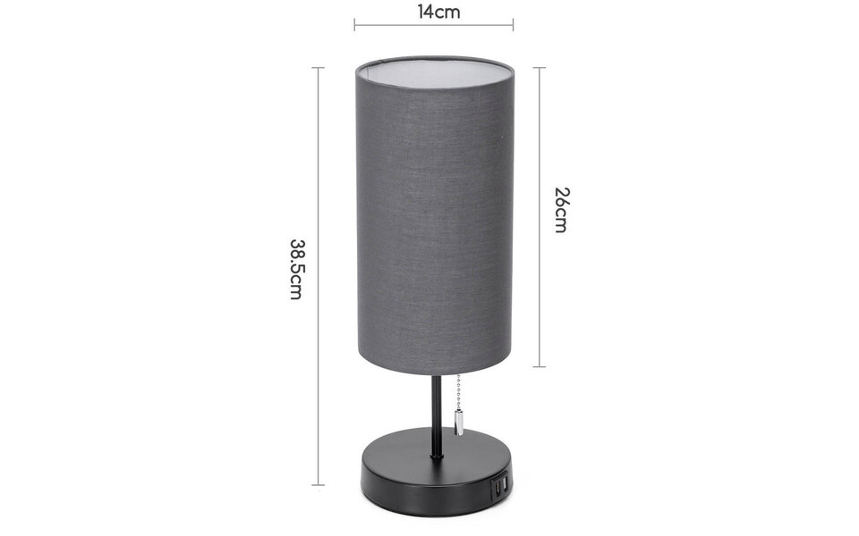 HLW LED LED Table Lamp with USB Charging Function - Matte Black Aluminum - Round - E27 Socket