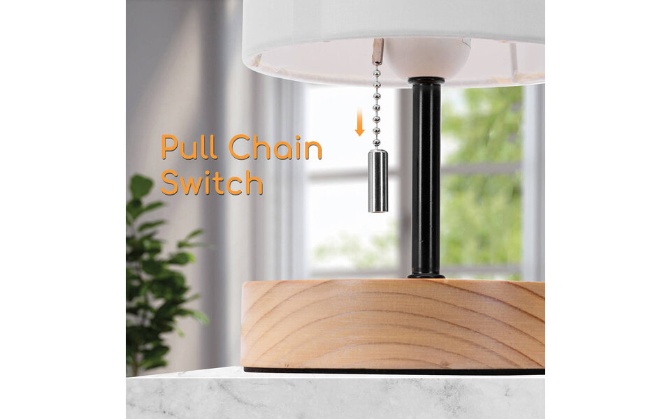 HLW LED LED Tafellamp Aigi Marcia met USB Oplaadfunctie - Rond Houten Design, E27 Fitting