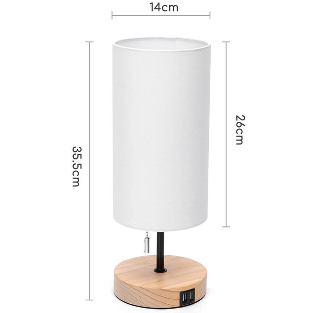 HLW LED LED Tafellamp Aigi Marcia met USB Oplaadfunctie - Rond Houten Design, E27 Fitting