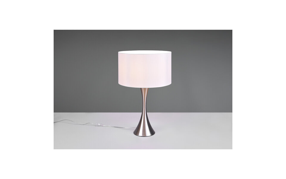 HLW LED LED Table Lamp - Table Lighting - Trion Safari - E27 Fitting - Round - Matte Nickel - Aluminum - Max. 60W