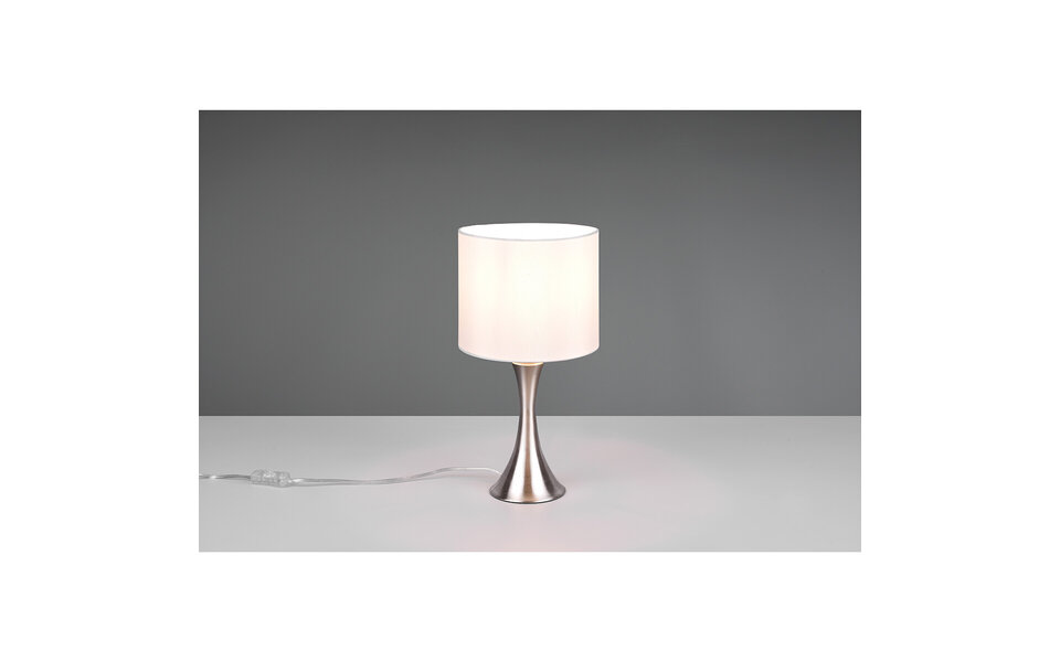 HLW LED LED Table Lamp - Table Lighting - Trion Safari - E27 Fitting - Round - Matte Nickel - Aluminum - Max. 40W