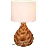LED Table Lamp - Table Lighting - Trion Sparko - E27 Fitting - Round - Brown - Wood