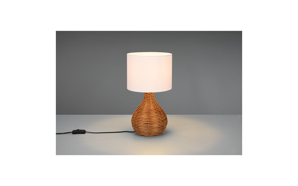 HLW LED LED Table Lamp - Table Lighting - Trion Sparko - E27 Fitting - Round - Brown - Wood